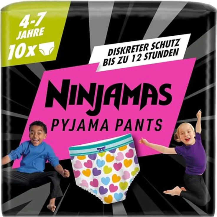 Pampers Ninjamas Pyjama Pants, Höschenwindeln für Kinder 17-30 kg, Herzen, 10 St. – Bild 1