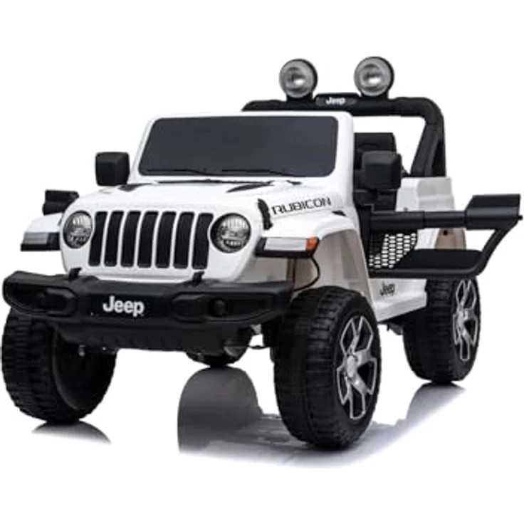 Beneo RIRICAR Elektroauto für Kinder Jeep Wrangler 12V, Weiß, 2-Sitzer mit 2,4-GHz-Fernbedienung, Bluetooth-Radio, Lithium-Akku, EVA-Räder, für Kinder 3-8 Jahre – Bild 5