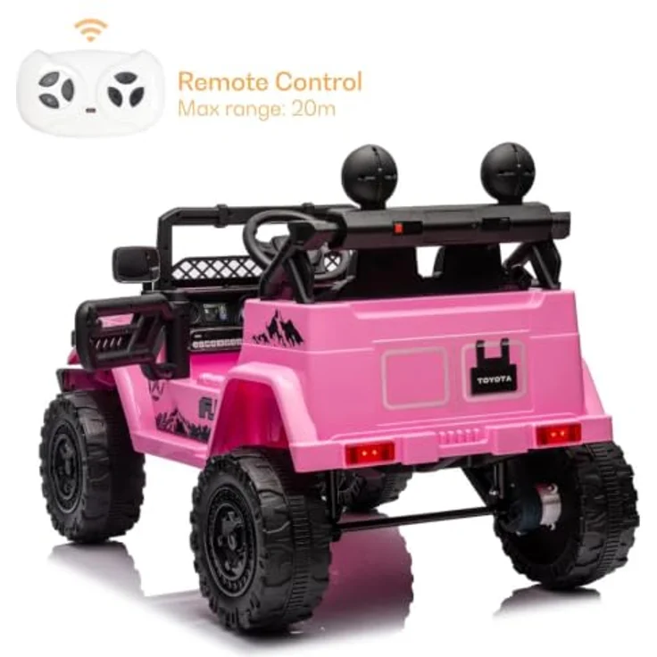 Toyota FJ Cruiser Elektrofahrzeug 12V, Kinderelektroauto mit Fernbedienung, für 1 bis 6 Jahre, rosa, MP3-Player, Sicherheitsgurt, 2 Motoren, max. 90 Minuten Fahrzeit – Bild 9