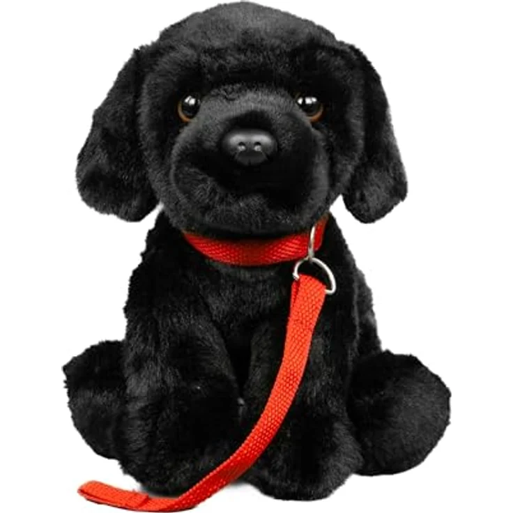 Teddys Rothenburg Kuscheltier Labrador + Leine sitzend schwarz 28 cm Plüschhund Plüschtier, kuschelweicher Plüsch, maschinenwaschbar bis 30°C – Bild 1