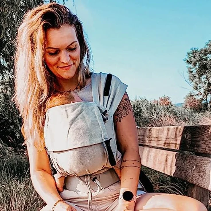 Hoppediz Babytrage Primeo, Bauch- und Rückentrage aus 100 % Bio-Baumwolle, ab Geburt (2,5 kg), einstellbar, von Trageschulen entwickelt – Bild 5