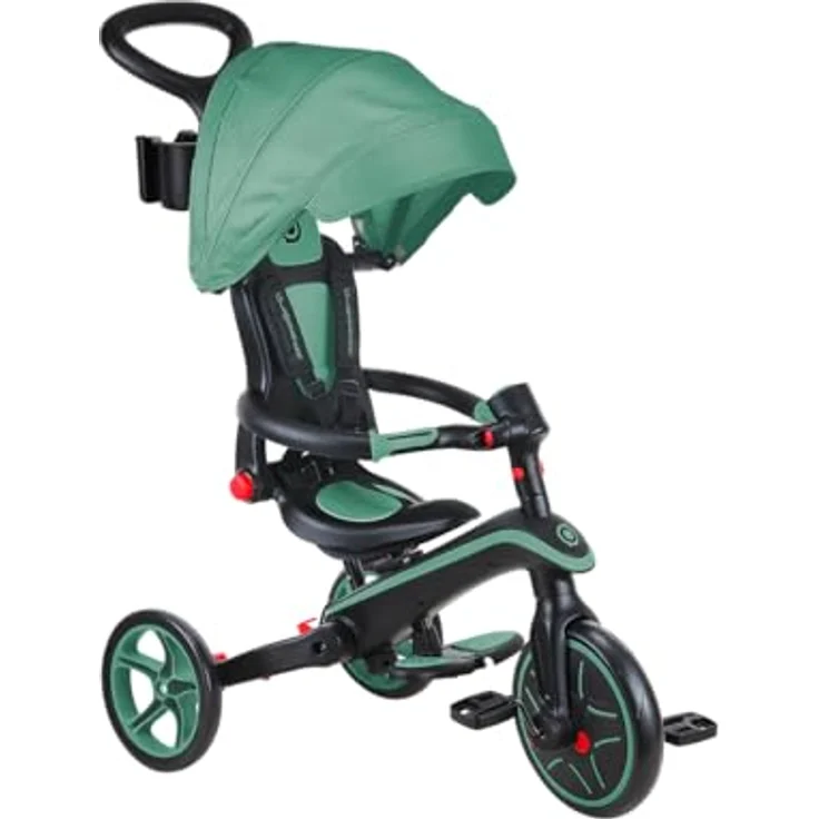 Globber Explorer Trike Foldable 4in1 Oliv - Dreirad, Laufrad und Kinderwagen in 10/8,5 Zoll - TPR-Sitz - Höhenverstellbares Kinderfahrzeug – Bild 4