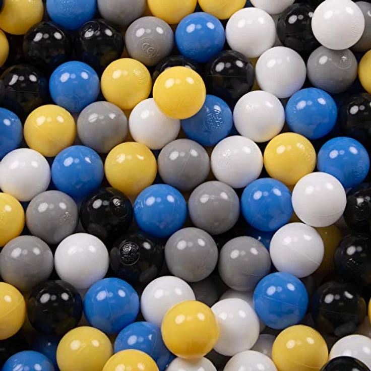 KiddyMoon 200 ∅ 6Cm Bällebadbälle, BPA-freie Plastikkugeln in Schwarz/Weiß/Grau/Blau/Gelb, Made in EU – Bild 2