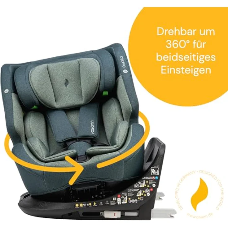 Osann Autokindersitz One360 i-Size, 360° drehbarer Reboarder Kindersitz Isofix, ab Geburt bis 12 Jahre, Baby Autositz – Bild 4
