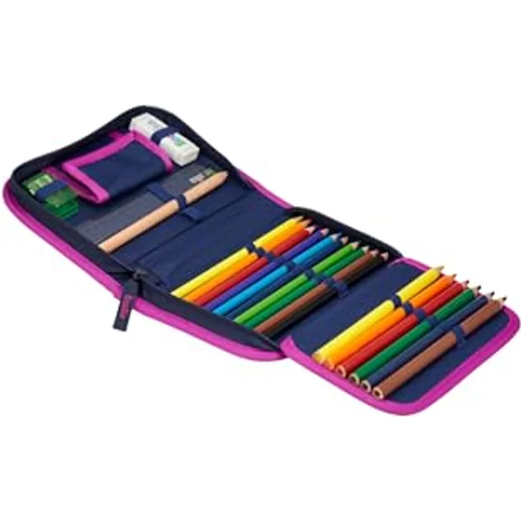 ergobag Federmäppchen Set 22-teilig, Lyra Buntstifte, Stundenplan-Fach, Kleingeld Fach, Lineal Bärlaxy - Lila – Bild 2