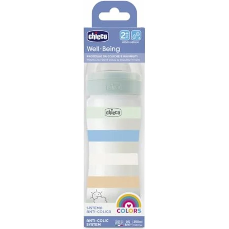CHICCO BABYFLÄSCHCHEN WELL-BEING, 250ML, MITTLERER FLUSS, 2M+ SILIKON, GRÜN – Bild 2