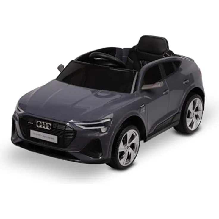 CARETERO Kinder Elektroauto E-Tron Sportback, lizenziertes Aufsitzfahrzeug mit Fernbedienung, Grau, 7Ah Akku, LED-Lichtleiste, geeignet für Kinder ab 3 Jahren