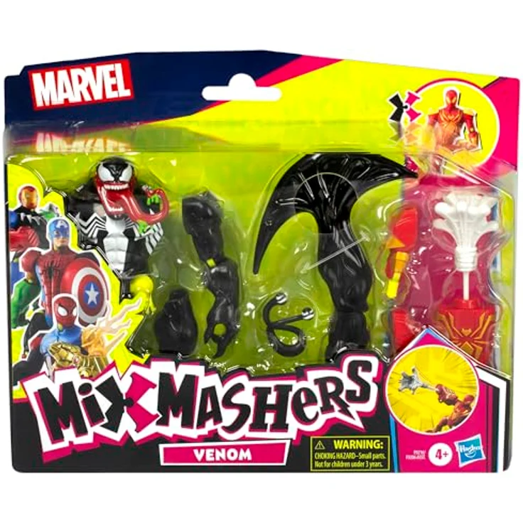 SPIDER-MAN MixMashers Marvel Venom, individualisierbare Mix-and-Match Deluxe Action-Figur mit 4 Iron Spider Teilen, Schwarz – Bild 2