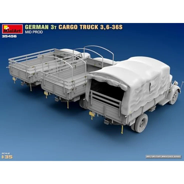 MiniArt 1:35 Dt. 3t Cargo Truck 3,6-36S, Detaillierter Modellbausatz mit fotogeätzten Teilen und historischen Abziehbildern – Bild 6