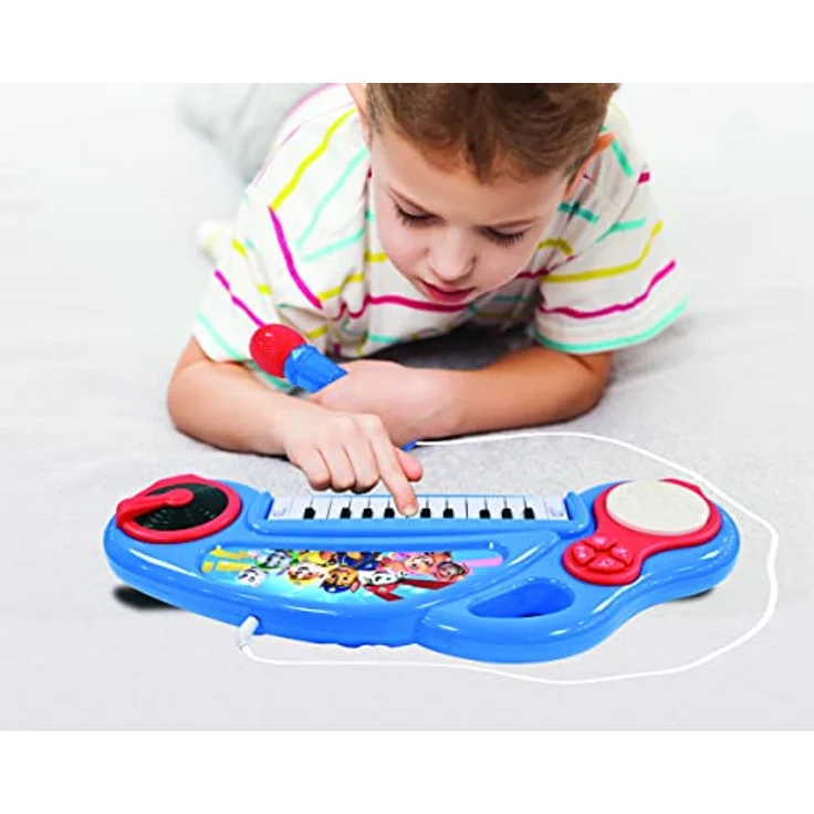 Lexibook K704PA Paw Patrol Elektronisches Klavier für Kinder mit Lichteffekten, Mikrofon, Schlagzeug, integriertem Lautsprecher, Demo-Melodien, DJ-Player, blau/rot – Bild 5