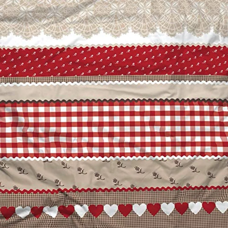 CASATEX Renforcé Bettwäsche Landhaus Rot Braun Baumwolle Herz Karo Kariert Romantik, Größe:135 cm x 200 cm – Bild 4