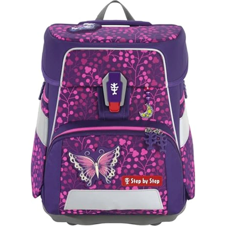 Step by Step Schulranzen-Set Space Shine Butterfly Night Ina, 5-teilig, lila, ergonomischer Tornister mit Reflektoren, höhenverstellbar mit Hüftgurt, 20l – Bild 2