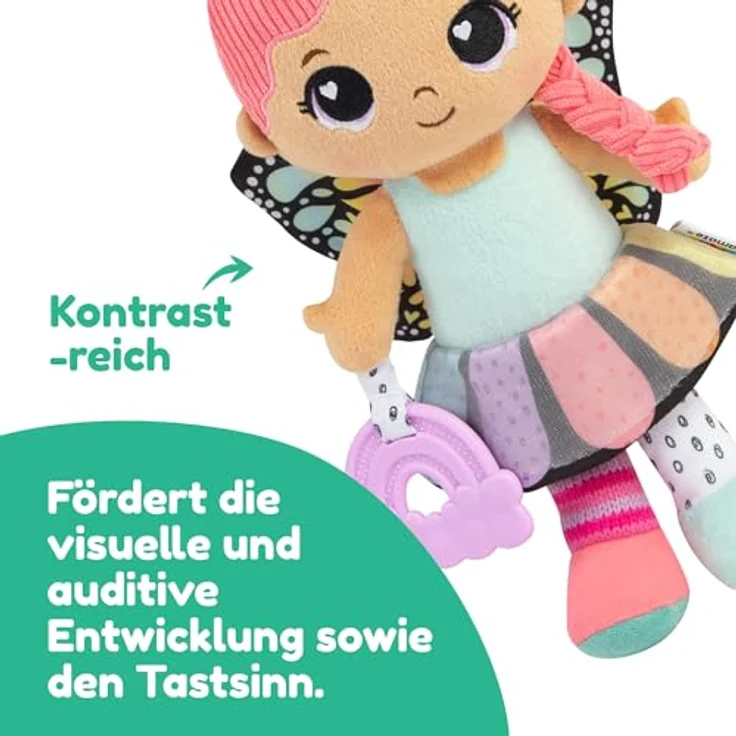 Lamaze Meine Freundin Flora, Kuschelpuppe mit Befestigungsring für den Kinderwagen, ideal für unterwegs – Bild 2