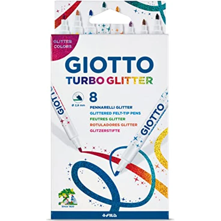 LYRA GIOTTO Fasermaler Turbo Glitter, 8 Stück Kartonetui mit glitzernden Farben – Bild 1
