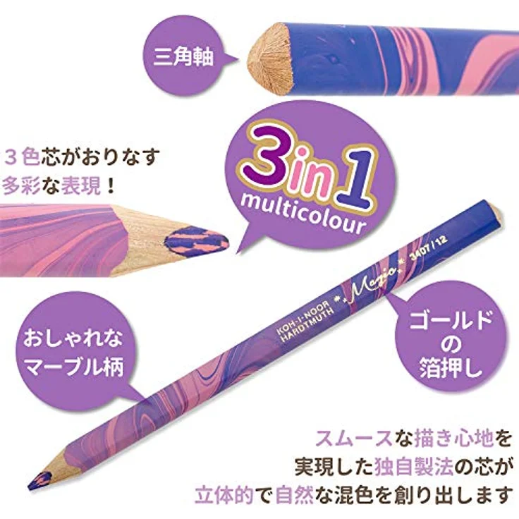 Koh-I-Noor Magic Jumbo Buntstifte, dreieckig, mehrfarbig, 24 Stück – Bild 3