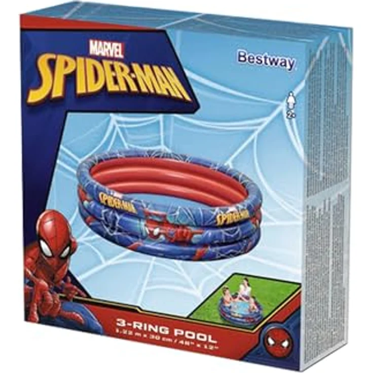 Bestway Spider-Man Planschbecken 122 x 30 cm, Wasserkapazität 200 Liter, PVC, blau – Bild 2