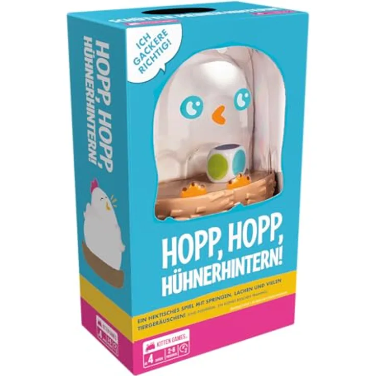 Exploding Kittens, Hopp, hopp, Hühnerhintern!, Kinderspiel, Reaktionsspiel, 2-6 Spieler, Ab 4+ Jahren, 2 Minuten, Deutsch