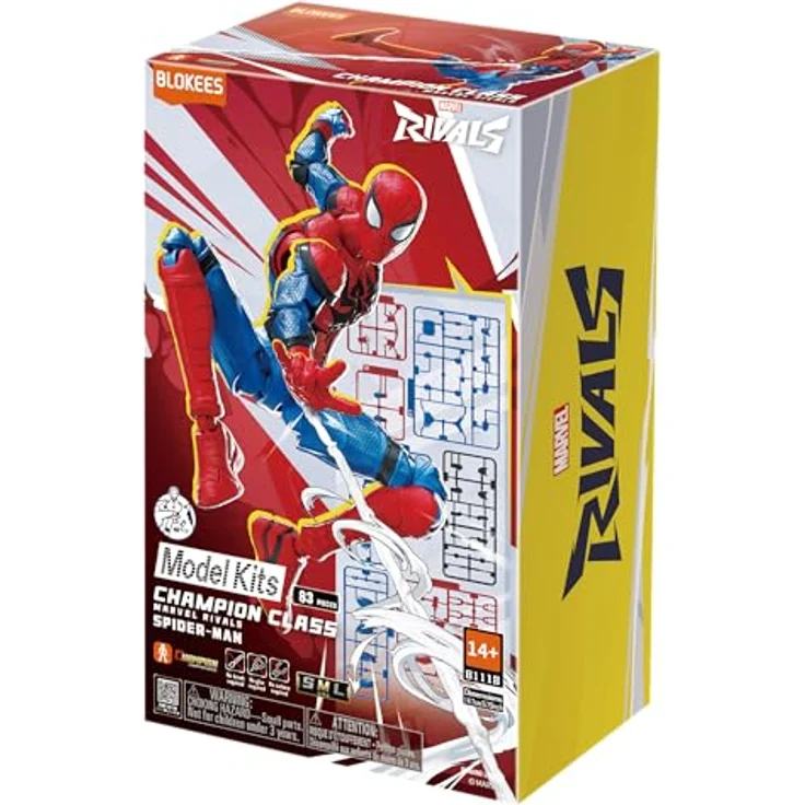 Blokees Marvel Rivals Spider-Man Modellbausatz, 15-16 cm, Artikuliert, Mehrfarbig, inkl. Sockel – Bild 2