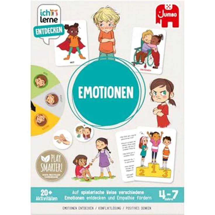 Jumbo Spiele ich lerne Entdecken Emotionen, Brettspiel zur Förderung von Empathie und Konfliktlösung, 70 Karten für 1-4 Spieler, ab 4 Jahren – Bild 2
