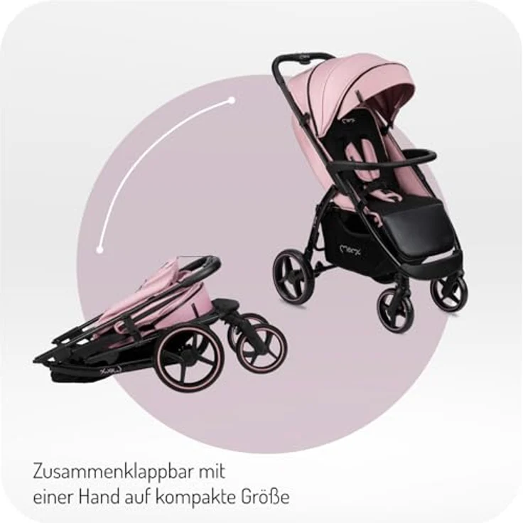 MoMi Kinder-Buggy Miya, Einhand-Faltsystem, große EVA-Räder, XXL-Verdeck, inkl. Zubehör bis 22 kg – Bild 7
