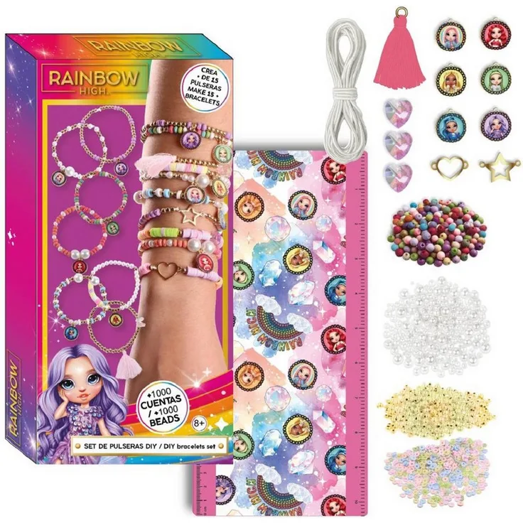 Rainbow High DIY Schmuck-Bastelset, Kreativset mit Armbändern und Perlen für Kinder