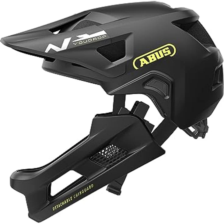 ABUS MTB-Helm YouDrop FF - Fullface-Helm für Kinder und Jugendliche - für den Einstieg in den Mountainbikesport - mit abnehmbarem Kinnschutz - Schwarz, Größe S – Bild 5