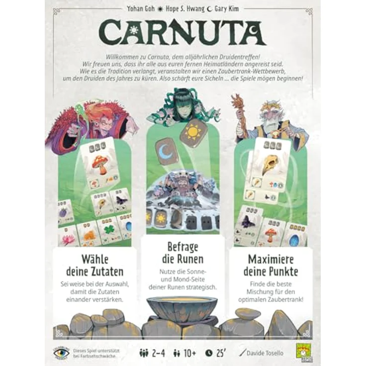 Asmodee Carnuta, Familienspiel für 2-4 Spieler, 10+ Jahre, 25 Minuten Spielzeit, mit innovativen Runen und wunderschöner Gestaltung, Deutsch – Bild 2