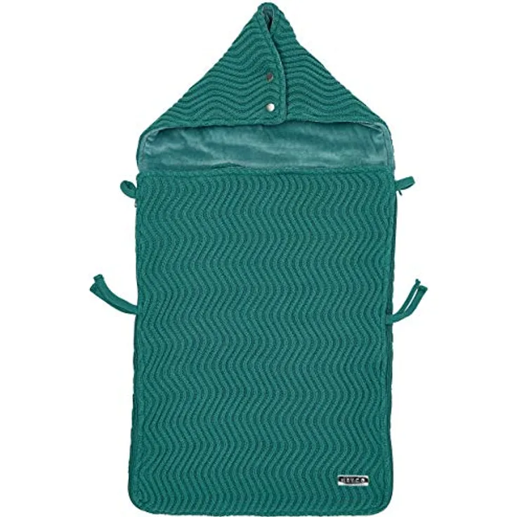 Meyco Fußsack Autositz Baby - samtweichem Plüsch gefüttert - the waves - 40x82cm - Emerald Grün