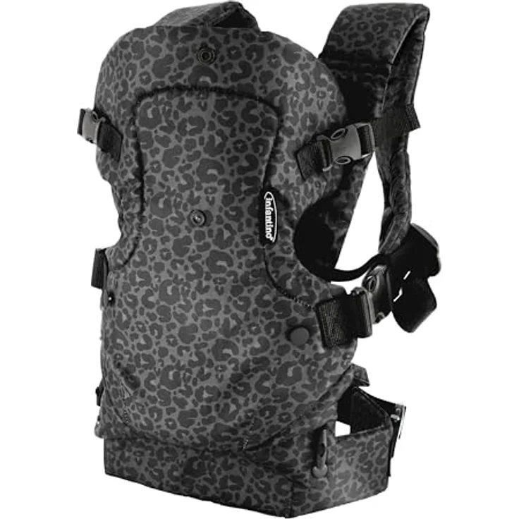 Infantino BKids Babytrage Flip Advanced - Leopard Black Print, 4-in-1 Bauchtrage Rückentrage für Babys von 3,6 - 14,5 kg, ergonomisch und pflegeleicht – Bild 10