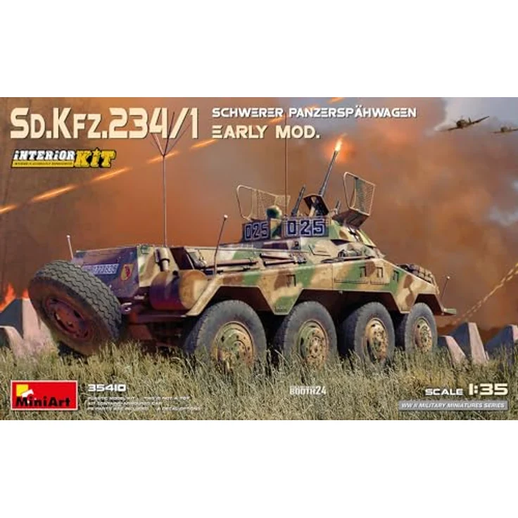 Miniart 1:35 Sd.Kfz 234/4 Panzerspähwagen, Modell mit detailliertem Interieur und 6 Varianten Decals – Bild 7