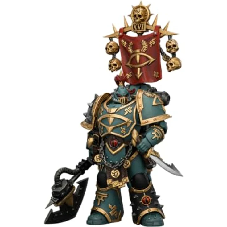 JOYTOY Warhammer The Horus Heresy Actionfigur Sons of Horus Vheren Ashurhaddon, 13 cm, detailreich und voll beweglich mit Axe Serpentis – Bild 1
