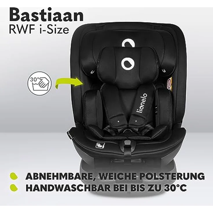 lionelo Autokindersitz Bastiaan RWF i-Size, 4 Sitze in 1/360' drehbare Basis / ISOFIX / Top-Tether, Farbe: variabel – Bild 4