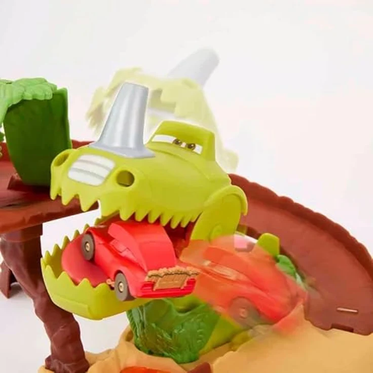 Mattel Disney+ Dino Park Playset, Fahrzeugspielset mit Cave Lightning McQueen und Abschussrampe – Bild 2