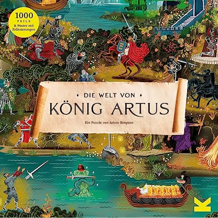 Laurence King Die Welt von König Artus, 1000 Teile-Puzzle mit A2-Poster, grün, 68 x 48,5 cm – Bild 1