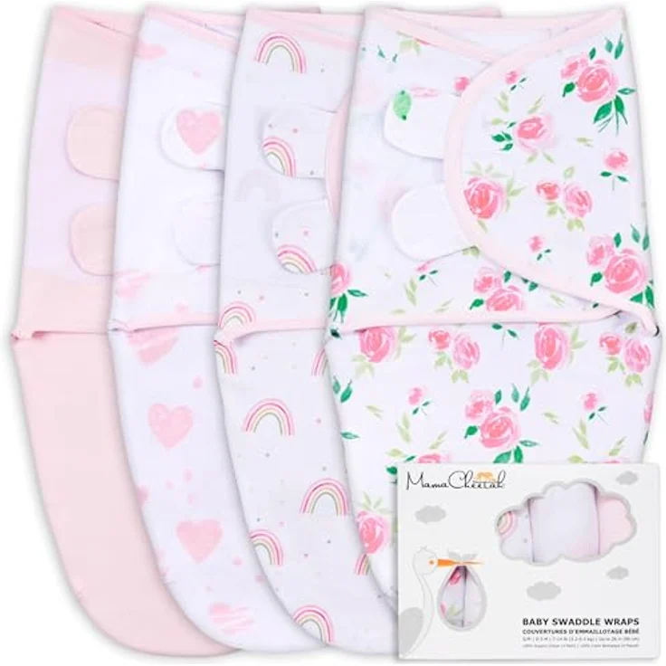 Mama Cheetah Wickeltasche, Bio-Wickeldecke und Pucksack für Neugeborene, rosa, für Jungen und Mädchen, 0-3 Monate – Bild 1
