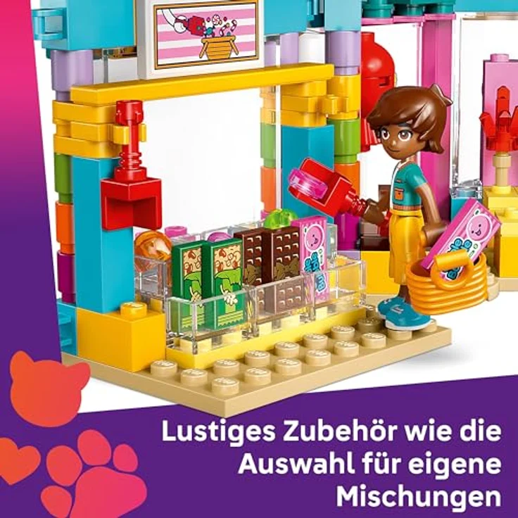LEGO Friends Heartlake City Süßwarenladen, Spielset für Mädchen ab 6 Jahren, mit 2 Mini Puppen, Mikro-Spielfigur und einer Katze - Rollenspiele und kreativer Spielspaß 42649 – Bild 3