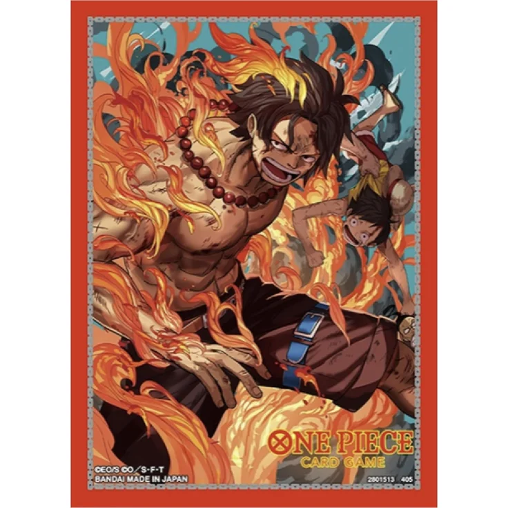 Bandai One Piece Sleeves - Ace, 70er Pack, langlebige Schutzhüllen für Sammelkarten mit dynamischem Ace-Design