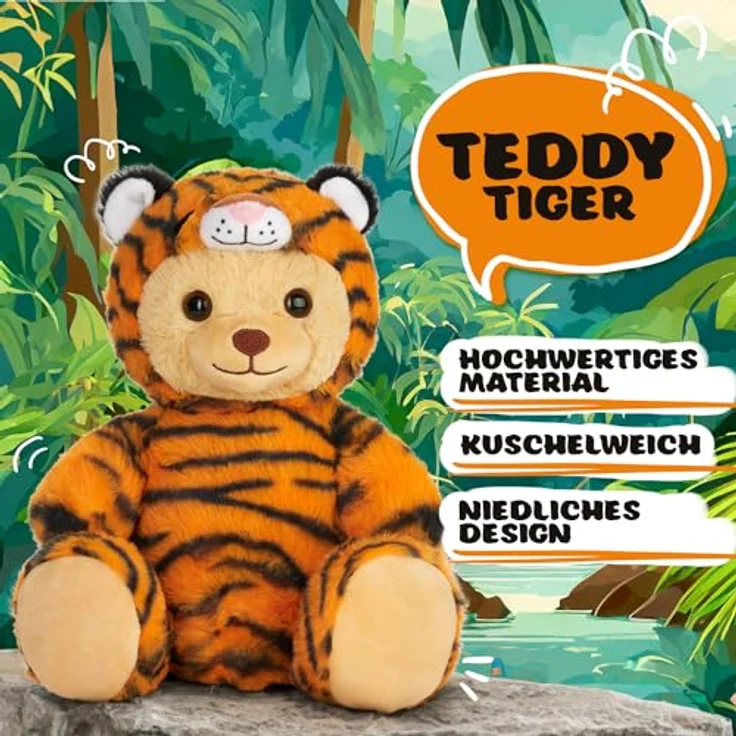 BRUBIES Kuscheltier mit Bilderbuch - Teddy Träumt - Ich wär so gern einmal EIN starker Tiger - Teddybär mit Buch für Kinder ab 2 Jahren - Plüschtier aus superweichem Material - Autor ULF Blanck – Bild 4