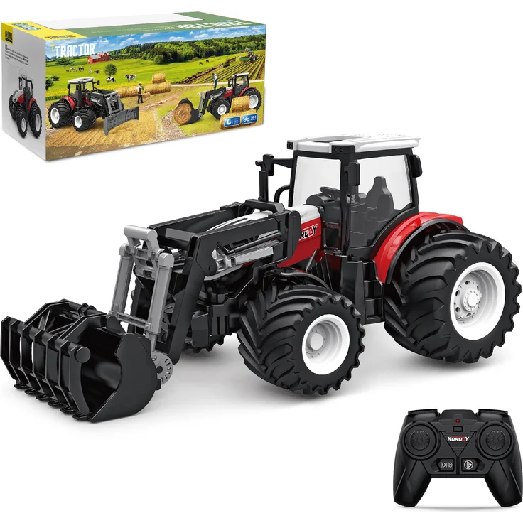 ESUN RC-Traktor Ferngesteuerter Traktor Spielzeug ab 3 4 5 Jahre, Ackerschlepper mit Ladearm, Sound, hochwertiges ABS-Material, 6 Kanäle