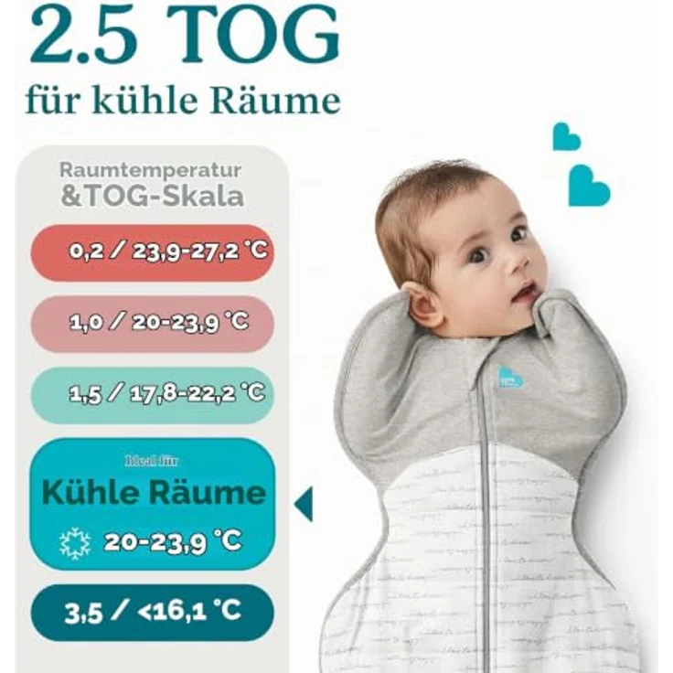 Love To Dream™ Swaddle UP™ Medium 6–8,5 kg – Cotton Bees Olive | 2,5 Tog für Winter Herbst 16–20 °C | Waschbare Baumwolle & Doppelreißverschluss – Bild 4