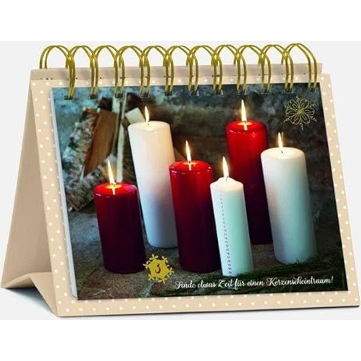 Korsch Tisch-Adventskalender "Zeit für 24 Atempausen", Aufstellkalender mit 24 abtrennbaren Karten, edle Goldfolien-Elemente – Bild 2