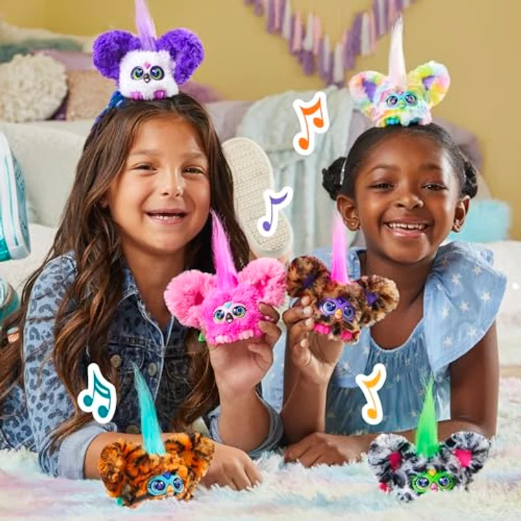 Furby Furblets Ty-Bee, elektronisches Plüschtier mit Tiger-Muster, interaktiv mit Musik, Geräuschen und Schlüsselanhänger, spricht Furbisch, für Kinder ab 6 Jahren – Bild 2