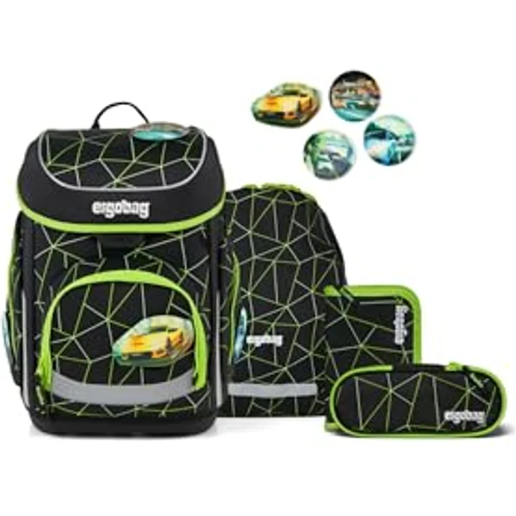 ergobag cubo Set ergonomischer Schulranzen 5-teilig, höhenverstellbar, reflektierend, inkl. Sportbeutel und Federmäppchen, 28 x 40 x 25 cm – Bild 1