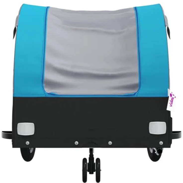 vidaXL Fahrradkinderanhänger, Eisen, 30 kg maximale Belastbarkeit, Schwarz und Blau – Bild 6
