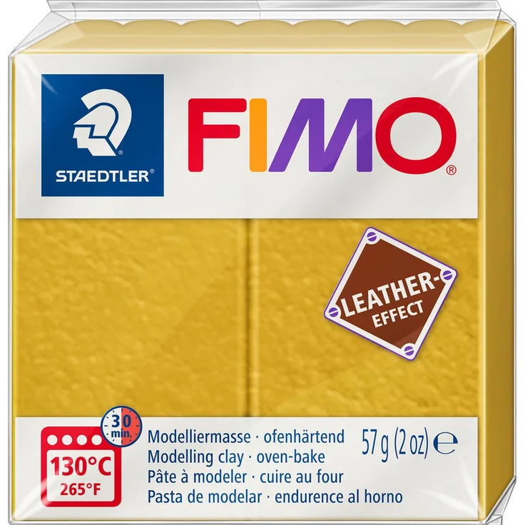 FIMO Modelliermasse Leder-Effect, 57 g, zum Basteln mit lederähnlicher Optik, FIMO