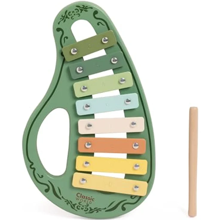 Classic World Vintage-Xylophon, umweltfreundliches Musikinstrument aus FSC-zertifiziertem Holz, ideal für Kinder ab 18 Monaten, charmante Vintage-Farben – Bild 4