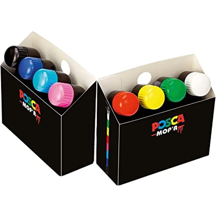 POSCA uni-ball 183208 - POSCA Marker MOP´R PCM-22, 8er Set, runde Stempelspitze 3 - 19 mm, ergonomische Form – Bild 2