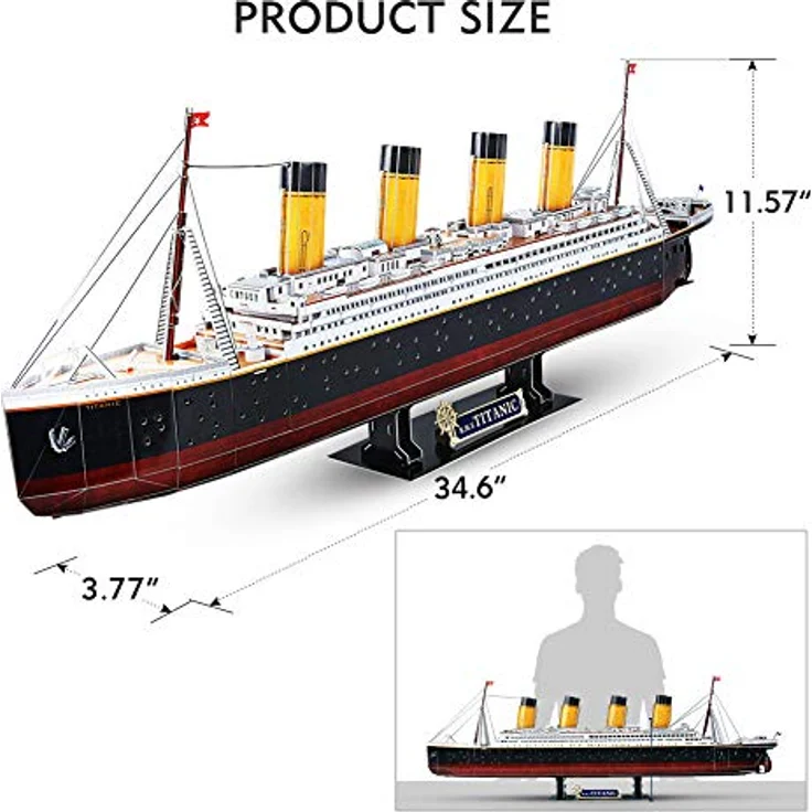 CubicFun 3D Puzzle LED 88 cm Titanic - Titanic Modell Boots Spielzeug für Erwachsene und Jugendliche, 266 Stück – Bild 8