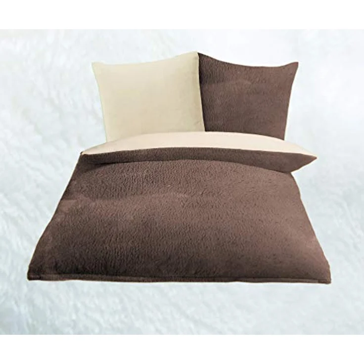 Gözze - Wendebettwäsche, Cashmere-Feeling, Bettbezug: 135 x 200 cm, Kissenbezug: 80 x 80 cm, Mikrofaser - Taupe/Wollweiß – Bild 4