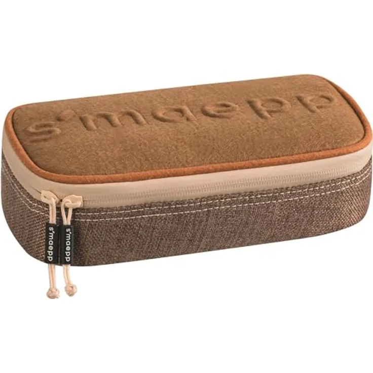 Brunnen 1049249009 Mäppchen, braun mit extra Reißverschlussfach und Smartphone-Tasche
